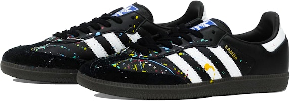 【客製化球鞋】adidas originals Samba ABLOODING 繽紛夏日系列 非規則隨機濺墨 多彩 清新簡約 低筒 板鞋 兼具男女 黑色 Purchase 【客製化球鞋】adidas originals Samba ABLOODING 繽紛夏日系列 非規則隨機濺墨 多彩 清新簡約 低筒 板鞋 兼具男女 黑色