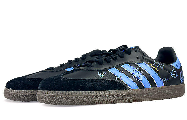 Shop [定制鞋] 阿迪达斯三叶草 Samba '雾蓝' B75807(Team40-男女款开学季蓝黑)