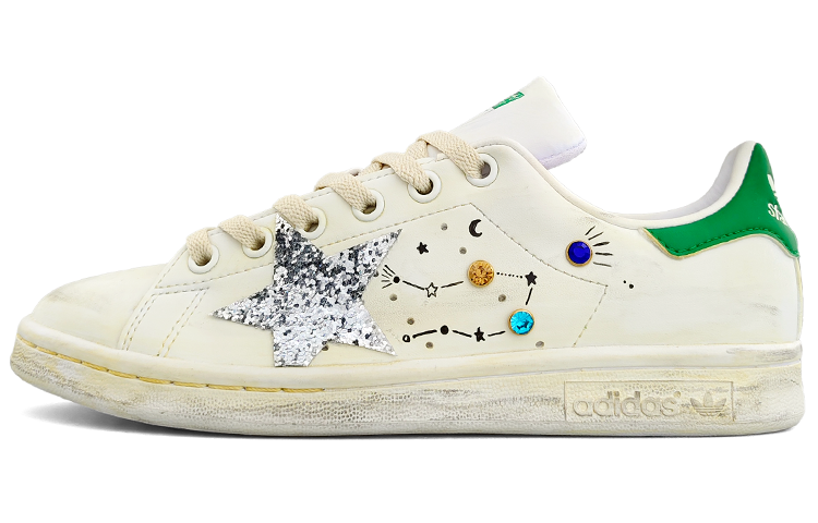 Order 【客製化球鞋】 adidas originals StanSmith 星圖軌跡 復古 時尚 亮片 鑲鑽 減震防滑 低筒 板鞋 男女款 白綠