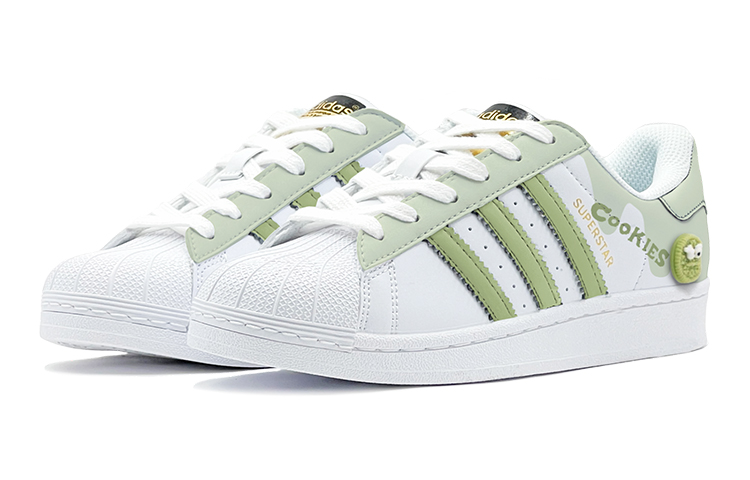 Lookbook 【定製球鞋】 adidas originals Superstar 學院風 奇趣餅乾 特殊鞋盒 低幫 板鞋 男女同款 綠白