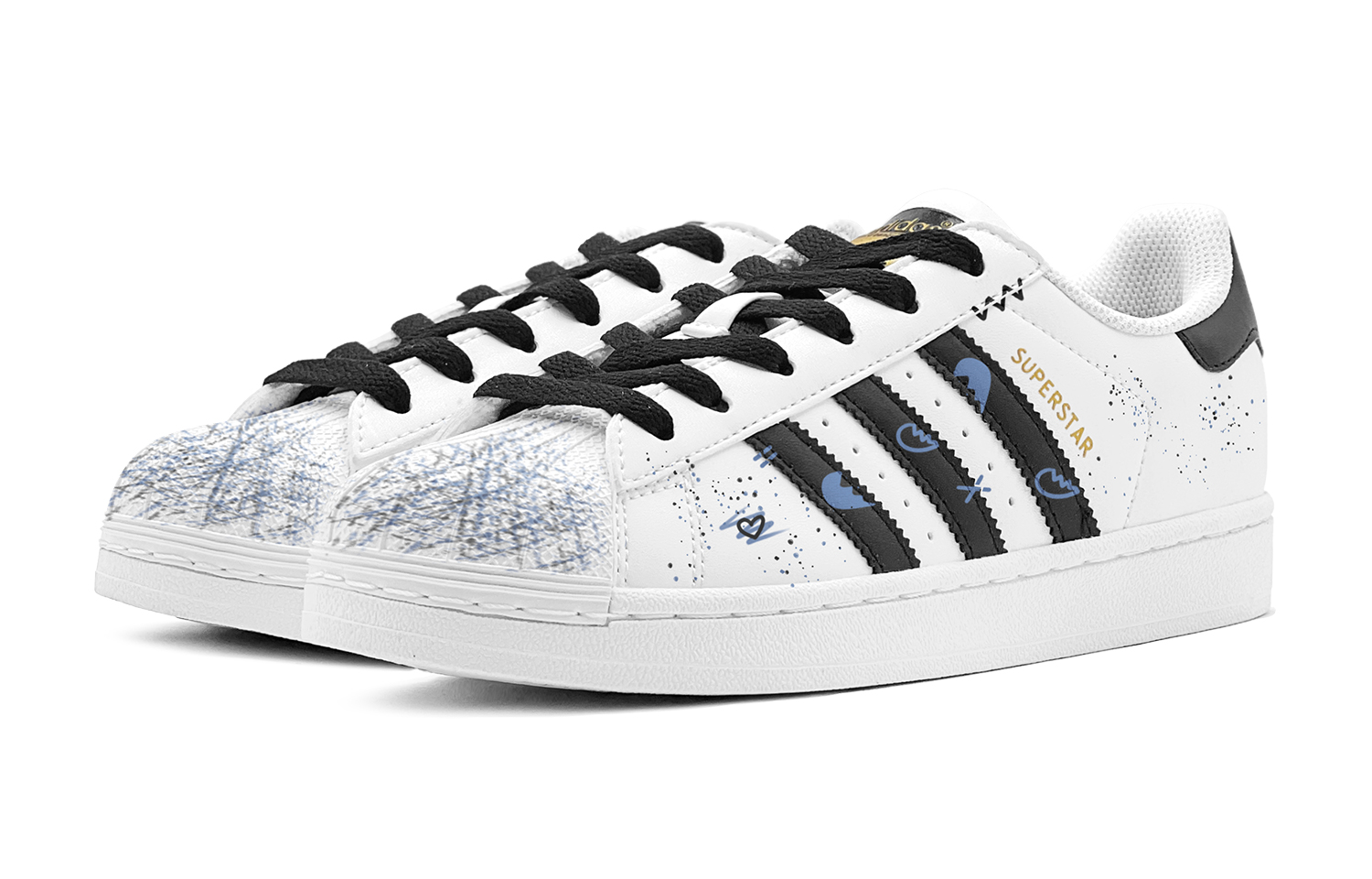Shop Zapatillas adidas Originals Superstar 'Graffiti Corazón Negro Azul' EG4958(TeamS-黑蓝爱心涂鸦S-BOX)