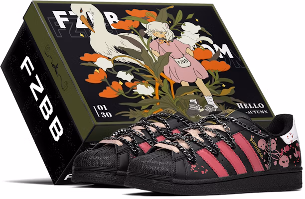 【訂製運動鞋】adidas originals SUPERSTAR 合成皮革 FZBB 減齡禮盒 亞文化 骷髏頭 暗黑 蝴蝶 低筒 板鞋 男女同款 黑粉 Buy 【訂製運動鞋】adidas originals SUPERSTAR 合成皮革 FZBB 減齡禮盒 亞文化 骷髏頭 暗黑 蝴蝶 低筒 板鞋 男女同款 黑粉