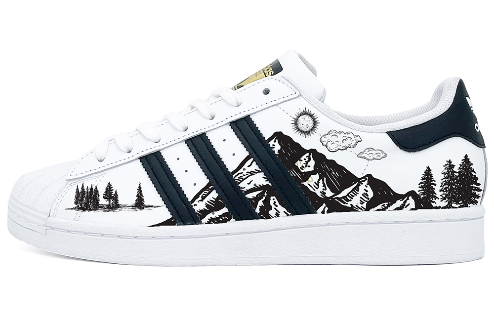 [Custom Shoes] adidas Originals Superstar 'Black White Snow Mountain' 圖 2