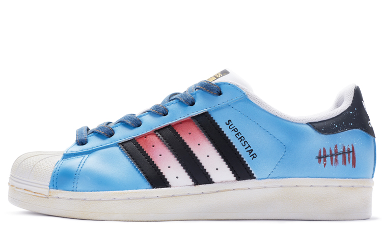 [Custom Shoes] adidas Originals Superstar 'Blue Black Hand-Painted'