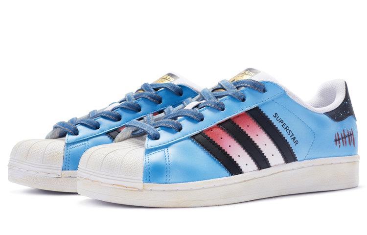 [Custom Shoes] adidas Originals Superstar 'Blue Black Hand-Painted' 圖 3