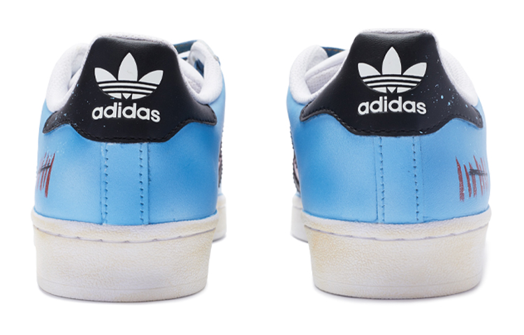 [Custom Shoes] adidas Originals Superstar 'Blue Black Hand-Painted' 圖 5