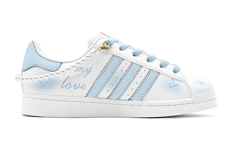 Lookbook 아디다스 오리지널 슈퍼스타 '블루 인챈트리스' 맞춤형 신발 EG4958(TeamS2-珍珠玫瑰S-BOX)