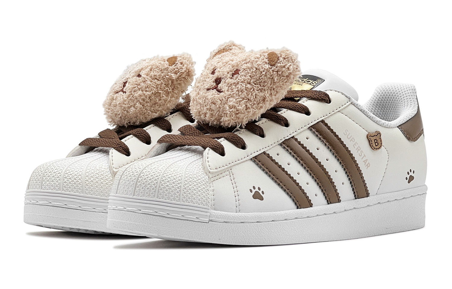 Shop [Sepatu Custom] adidas Originals Superstar 'Gradien Beruang Coklat Putih' EG4958(TeamS-萌趣小熊阿迪S-BOX)