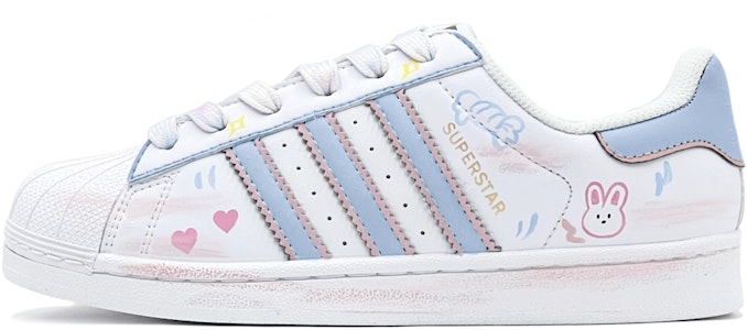 【定製球鞋】adidas originals Superstar 兔兔塗鴉 限定鞋盒 低幫 板鞋 男女同款 粉藍 Buy 【定製球鞋】adidas originals Superstar 兔兔塗鴉 限定鞋盒 低幫 板鞋 男女同款 粉藍