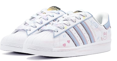 【定製球鞋】adidas originals Superstar 兔兔塗鴉 限定鞋盒 低幫 板鞋 男女同款 粉藍 Lookbook 【定製球鞋】adidas originals Superstar 兔兔塗鴉 限定鞋盒 低幫 板鞋 男女同款 粉藍