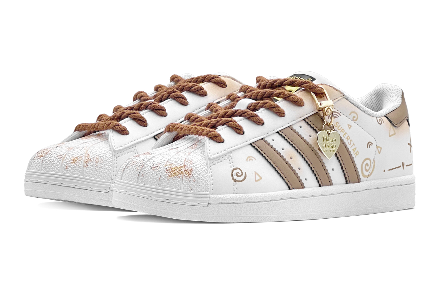 Shop [Sepatu Custom] adidas Originals Superstar 'Caramel Cappuccino' EG4958(Team88-复古布朗S-BOX)