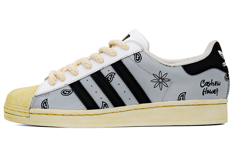 Buy 【客製化球鞋】adidas originals Superstar 腰果花 百搭 做舊 麻繩鞋帶 塗鴉 街頭 休閒 低筒 板鞋 男女同款 黑白灰