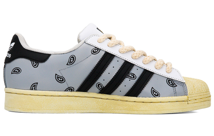 Order 【客製化球鞋】adidas originals Superstar 腰果花 百搭 做舊 麻繩鞋帶 塗鴉 街頭 休閒 低筒 板鞋 男女同款 黑白灰