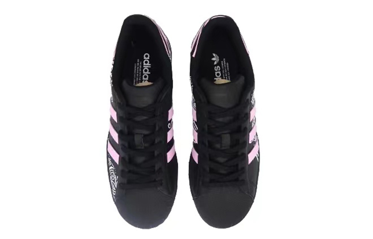 Shop [Sepatu Kustom] adidas Originals Superstar 'Cashew Flower Street Hip-Hop' EG4959(Team-肆男女款腰果花喷绘黑粉白)