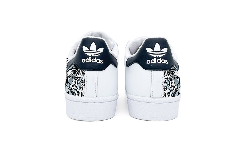 Purchase 【客製球鞋】 adidas originals Superstar 貝殼頭 迅速城市 低筒 帆布鞋 男女同款 黑色