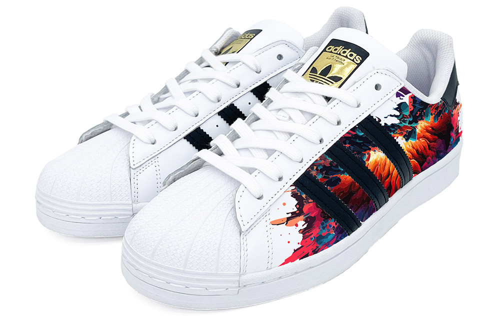 Shop [カスタムシューズ] アディダスオリジナルス スーパースター 'コズミックエクスプロージョンレッド' EG4958(Team2-星云爆炸)