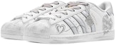 Shop 【訂製球鞋】adidas originals Superstar 春日煥新季 水晶之戀 愛心塗鴉 特殊鞋盒 防滑耐磨 低筒 板鞋 男女同款 銀灰