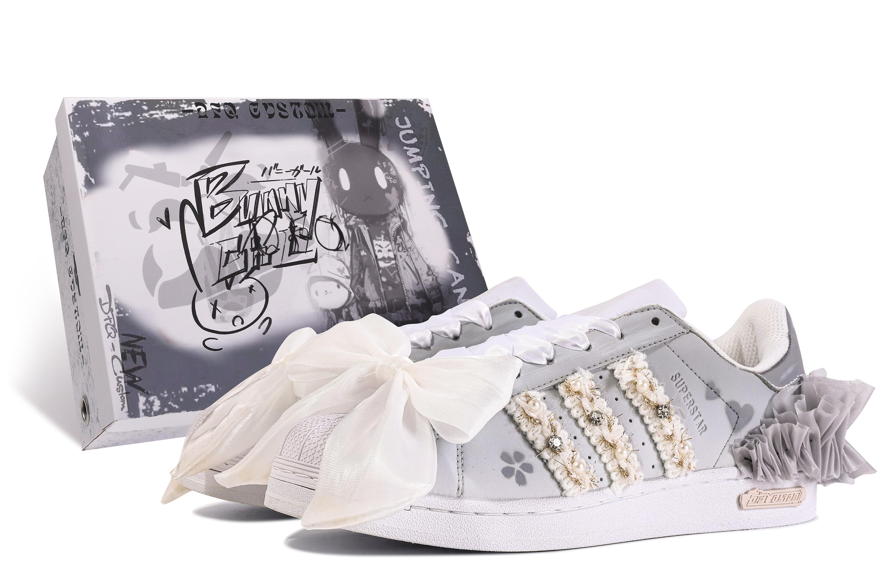 Buy 【客製化球鞋】adidas originals Superstar 達文西訂製 禮盒式 星辰 婚鞋 蕾絲 低筒 板鞋 男女皆宜 灰色