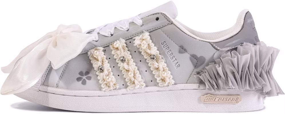 【定製球鞋】adidas originals Superstar 達文西定製 星蔚 婚鞋 愛心 蕾絲 低筒 帆布鞋 男女同款 灰 Order 【定製球鞋】adidas originals Superstar 達文西定製 星蔚 婚鞋 愛心 蕾絲 低筒 帆布鞋 男女同款 灰