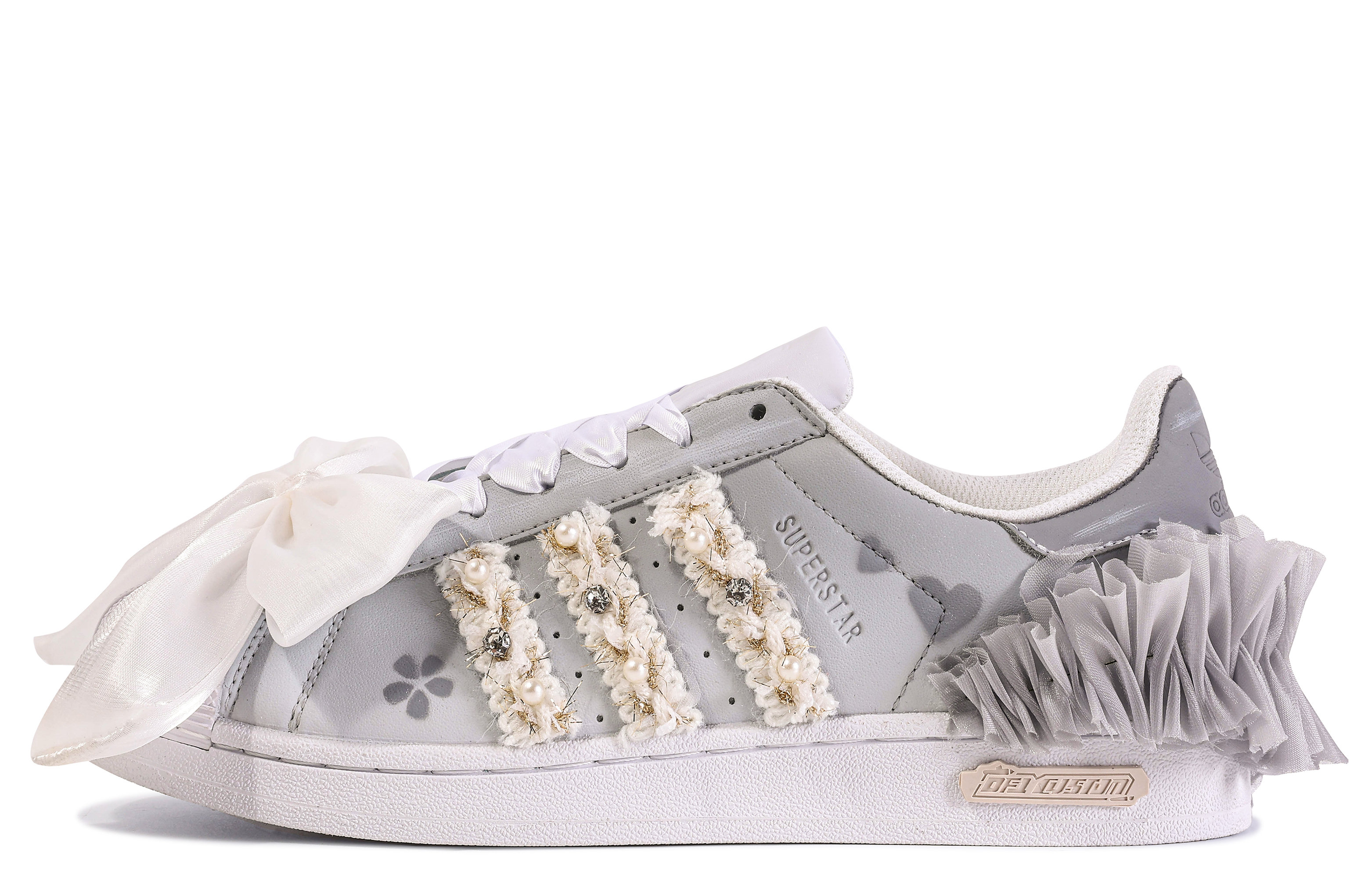 Order 【客製化球鞋】adidas originals Superstar 達文西訂製 禮盒式 星辰 婚鞋 蕾絲 低筒 板鞋 男女皆宜 灰色