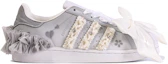 Shop 【客製化球鞋】adidas originals Superstar 達文西訂製 禮盒式 星辰 婚鞋 蕾絲 低筒 板鞋 男女皆宜 灰色