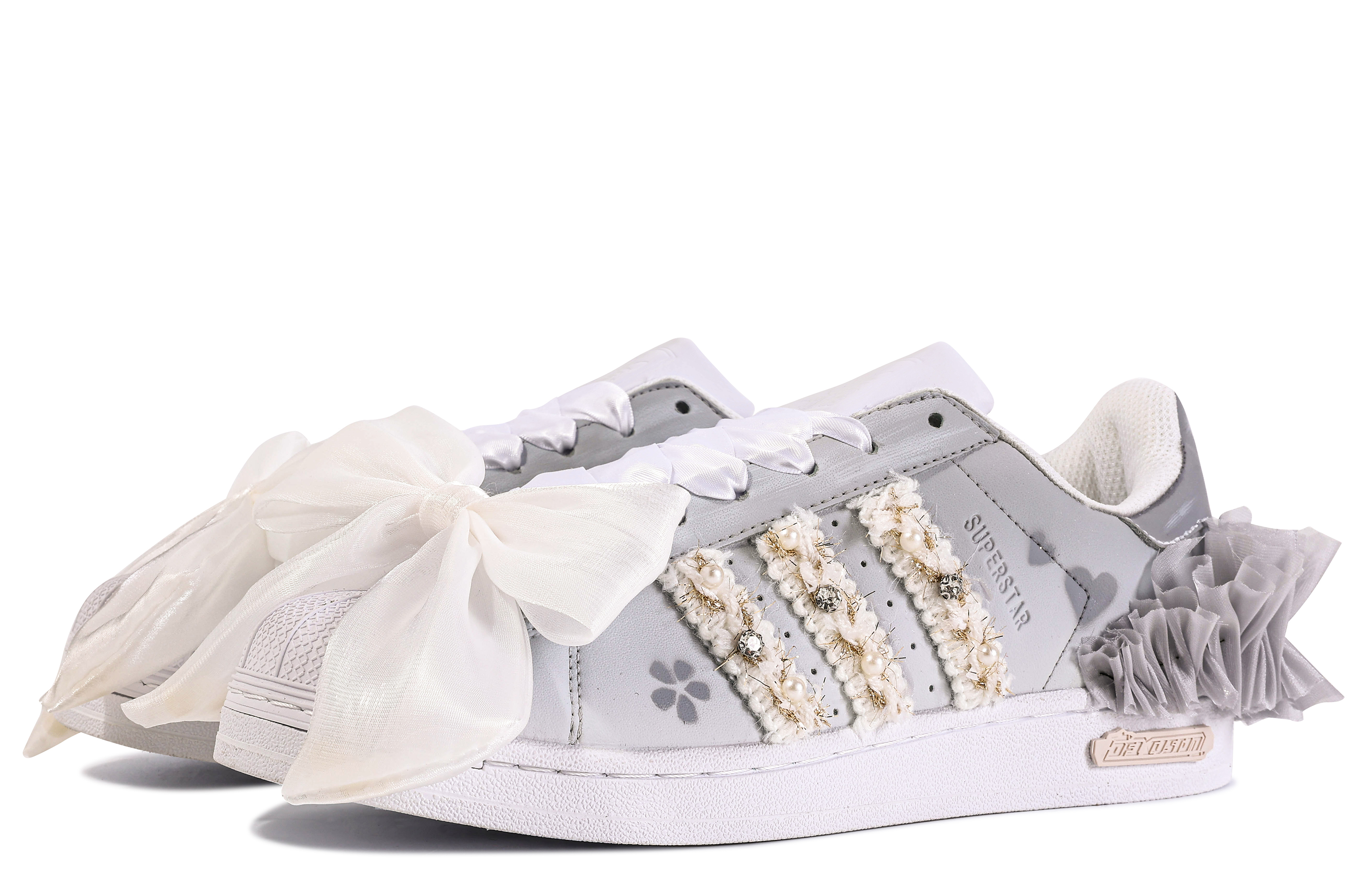 Purchase 【客製化球鞋】adidas originals Superstar 達文西訂製 禮盒式 星辰 婚鞋 蕾絲 低筒 板鞋 男女皆宜 灰色