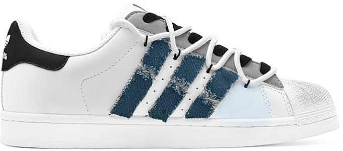 【訂製運動鞋】adidas originals SUPERSTAR 街頭風格 解構風 牛仔布 特製鞋盒 防滑 低筒 滑板鞋 男女款 藍白 Lookbook 【訂製運動鞋】adidas originals SUPERSTAR 街頭風格 解構風 牛仔布 特製鞋盒 防滑 低筒 滑板鞋 男女款 藍白