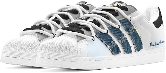 【訂製運動鞋】adidas originals SUPERSTAR 街頭風格 解構風 牛仔布 特製鞋盒 防滑 低筒 滑板鞋 男女款 藍白 Shop 【訂製運動鞋】adidas originals SUPERSTAR 街頭風格 解構風 牛仔布 特製鞋盒 防滑 低筒 滑板鞋 男女款 藍白