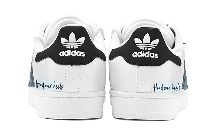 Purchase 【訂製運動鞋】adidas originals SUPERSTAR 街頭風格 解構風 牛仔布 特製鞋盒 防滑 低筒 滑板鞋 男女款 藍白