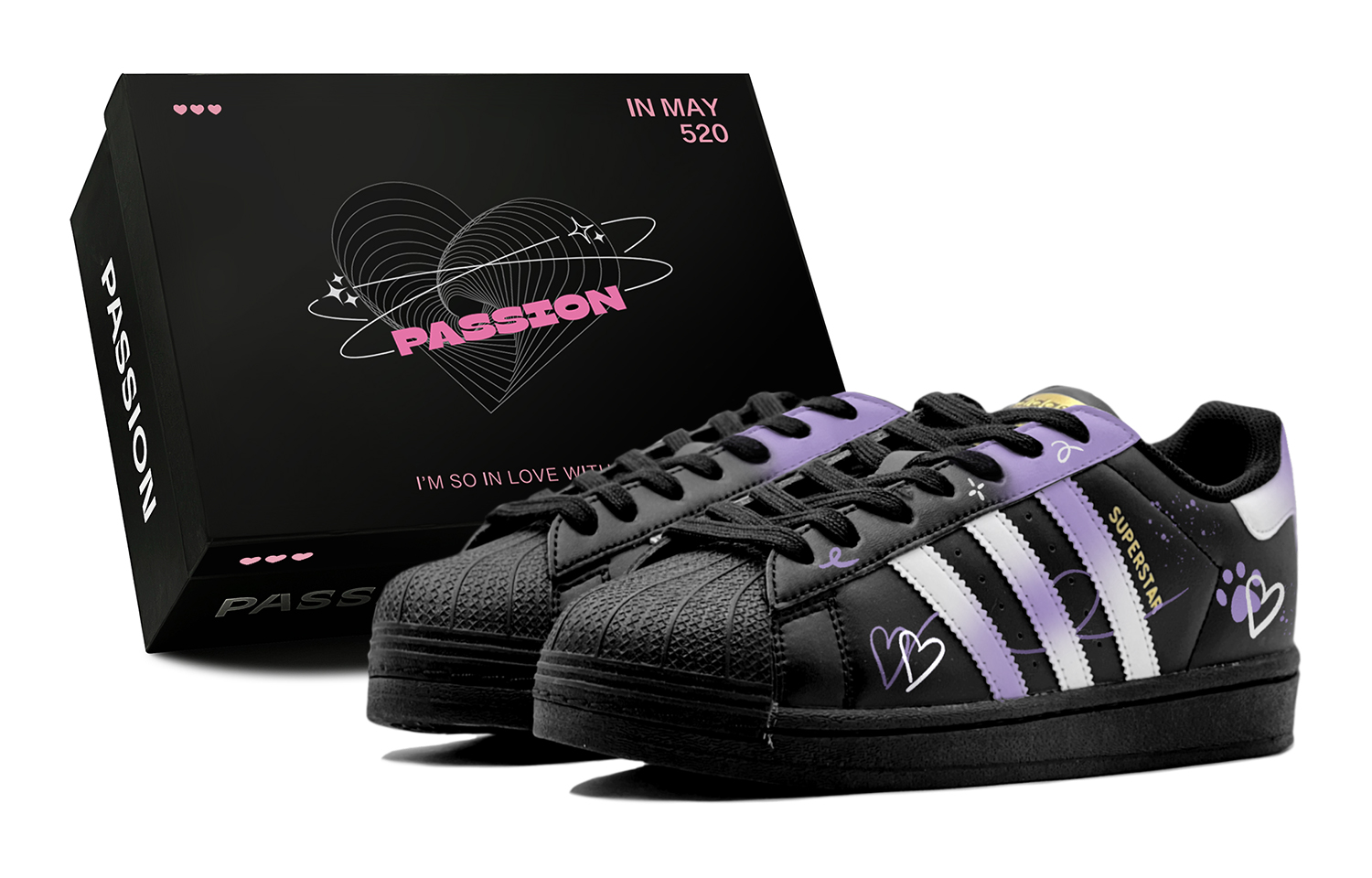 [Custom Shoes] adidas Originals Superstar 'Heart Purple Black'