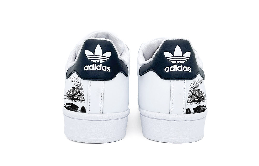 Shop 【客製球鞋】 adidas originals Superstar 貝殼頭 水墨熊貓 低筒 板鞋 男女款 黑色