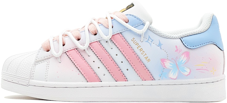 【訂製球鞋】 adidas originals SUPERSTAR 雙節禮餚 幻彩蝴蝶 特殊鞋盒 鴛鴦配色設計 低筒 板鞋 男女同款 粉藍 Order 【訂製球鞋】 adidas originals SUPERSTAR 雙節禮餚 幻彩蝴蝶 特殊鞋盒 鴛鴦配色設計 低筒 板鞋 男女同款 粉藍
