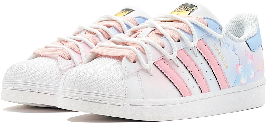 【訂製球鞋】 adidas originals SUPERSTAR 雙節禮餚 幻彩蝴蝶 特殊鞋盒 鴛鴦配色設計 低筒 板鞋 男女同款 粉藍 Purchase 【訂製球鞋】 adidas originals SUPERSTAR 雙節禮餚 幻彩蝴蝶 特殊鞋盒 鴛鴦配色設計 低筒 板鞋 男女同款 粉藍