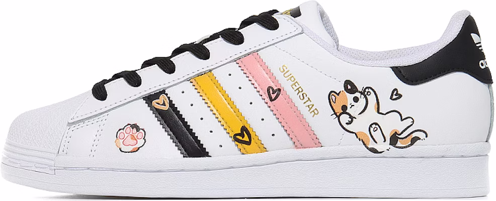 【訂製球鞋】adidas originals Superstar 三花愛貓 慵懶小貓 貝殼頭 潮流前衛 防滑耐磨 低筒 板鞋 男款 白黑 Order 【訂製球鞋】adidas originals Superstar 三花愛貓 慵懶小貓 貝殼頭 潮流前衛 防滑耐磨 低筒 板鞋 男款 白黑