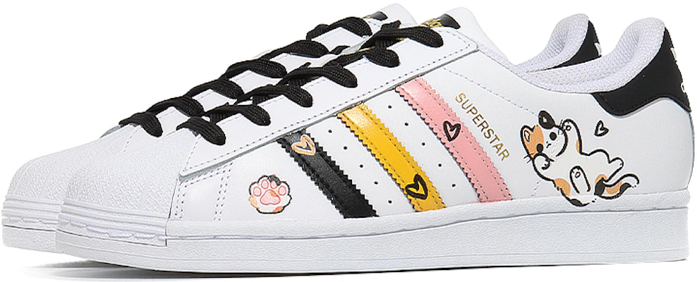 【訂製球鞋】adidas originals Superstar 三花愛貓 慵懶小貓 貝殼頭 潮流前衛 防滑耐磨 低筒 板鞋 男款 白黑 Shop 【訂製球鞋】adidas originals Superstar 三花愛貓 慵懶小貓 貝殼頭 潮流前衛 防滑耐磨 低筒 板鞋 男款 白黑