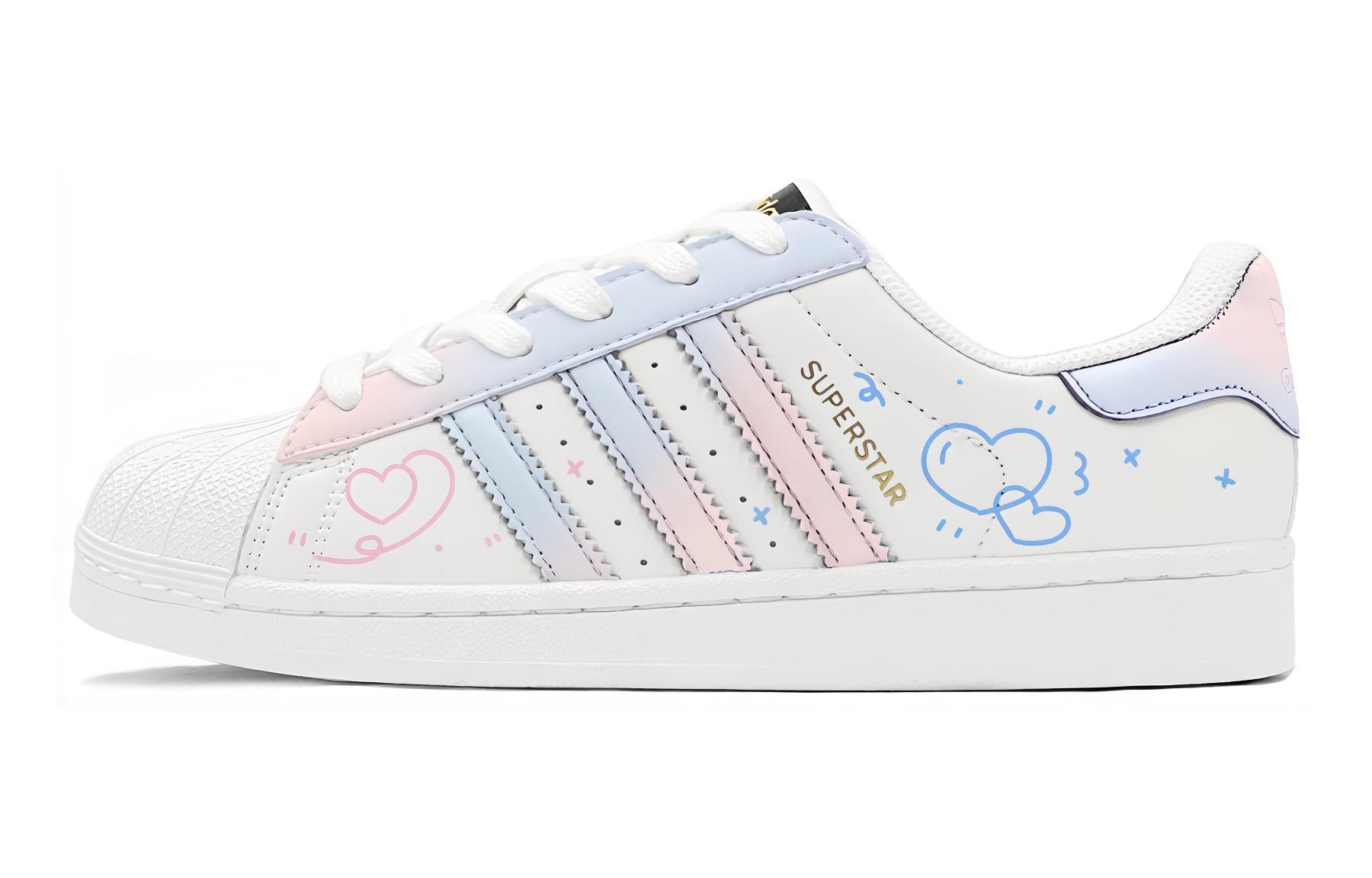 Order [Kasur Custom] adidas Originals Superstar 'Hati Biru Merah Jambu' EG4958(TeamS2-粉紫爱心S-BOX)