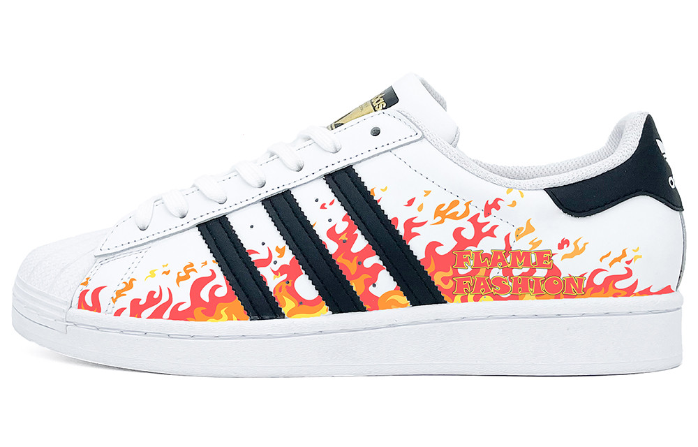 Lookbook 【訂製球鞋】adidas originals Superstar 貝殼頭 紅紅火火 火焰 低筒 板鞋 男女同款 紅色