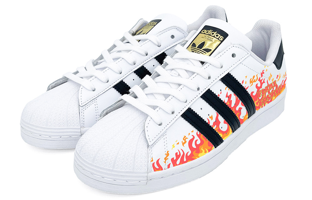 Purchase 【訂製球鞋】adidas originals Superstar 貝殼頭 紅紅火火 火焰 低筒 板鞋 男女同款 紅色
