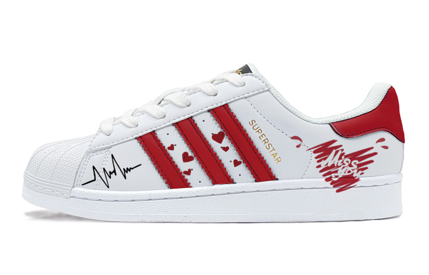 Buy [Sepatu Custom] adidas Originals Superstar 'Merah Putih' EG4958(TeamS-红色爱心阿迪S-BOX)