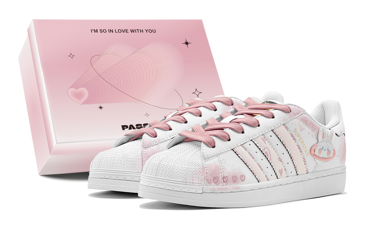 Buy [Sepatu Custom] adidas Originals Superstar 'Pink Romantis-Putih' EG4958(TeamS2-粉星球小兔S-BOX)