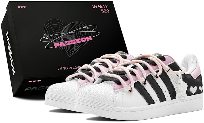 아디다스 슈퍼스타 '로맨틱 픽셀 하트 - 블랙핑크' (커스텀) EG4958(TeamS2-黑粉爱心S-BOX) Buy 아디다스 슈퍼스타 '로맨틱 픽셀 하트 - 블랙핑크' (커스텀) EG4958(TeamS2-黑粉爱心S-BOX)