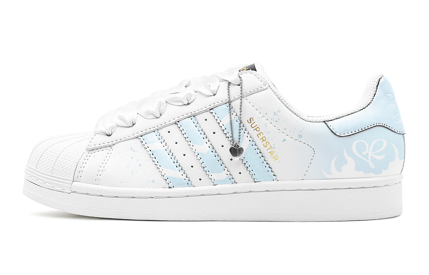 Order 오리지널 슈퍼스타 '로맨틱 아이스 블루 러브' 커스텀 슈즈 EG4958(TeamS-蓝白爱心S-BOX)