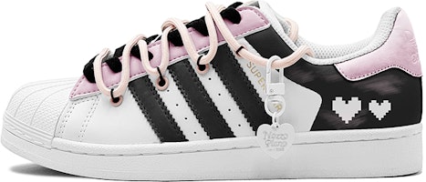 【客製化球鞋】adidas originals Superstar 浪漫520 像素愛心 解構設計 特殊鞋盒 低筒 休閒板鞋 男女款式 黑粉色 Order 【客製化球鞋】adidas originals Superstar 浪漫520 像素愛心 解構設計 特殊鞋盒 低筒 休閒板鞋 男女款式 黑粉色