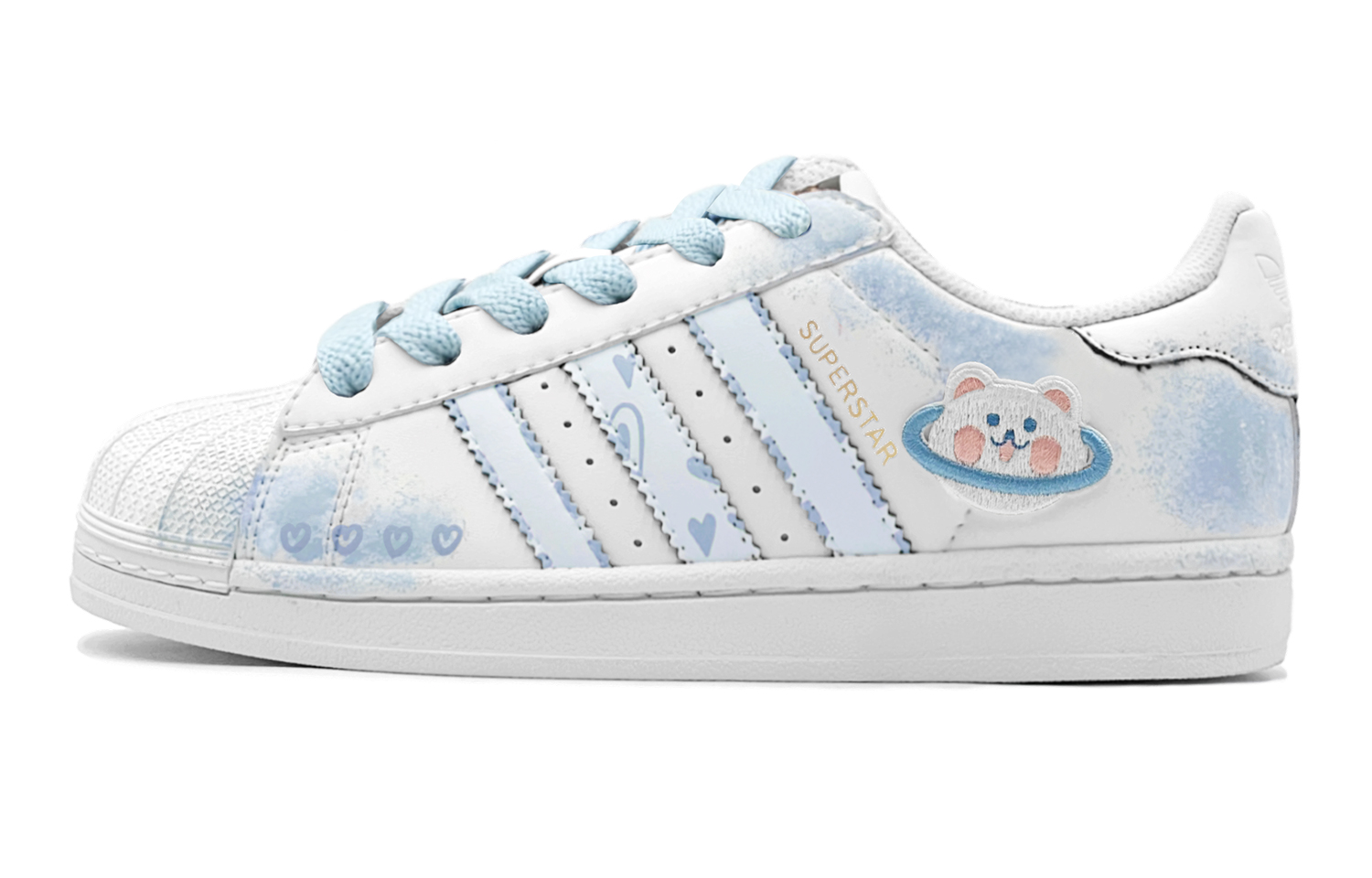 [Custom Shoes] adidas Originals Superstar 'Romantic Blue Ink Bear' 圖 2