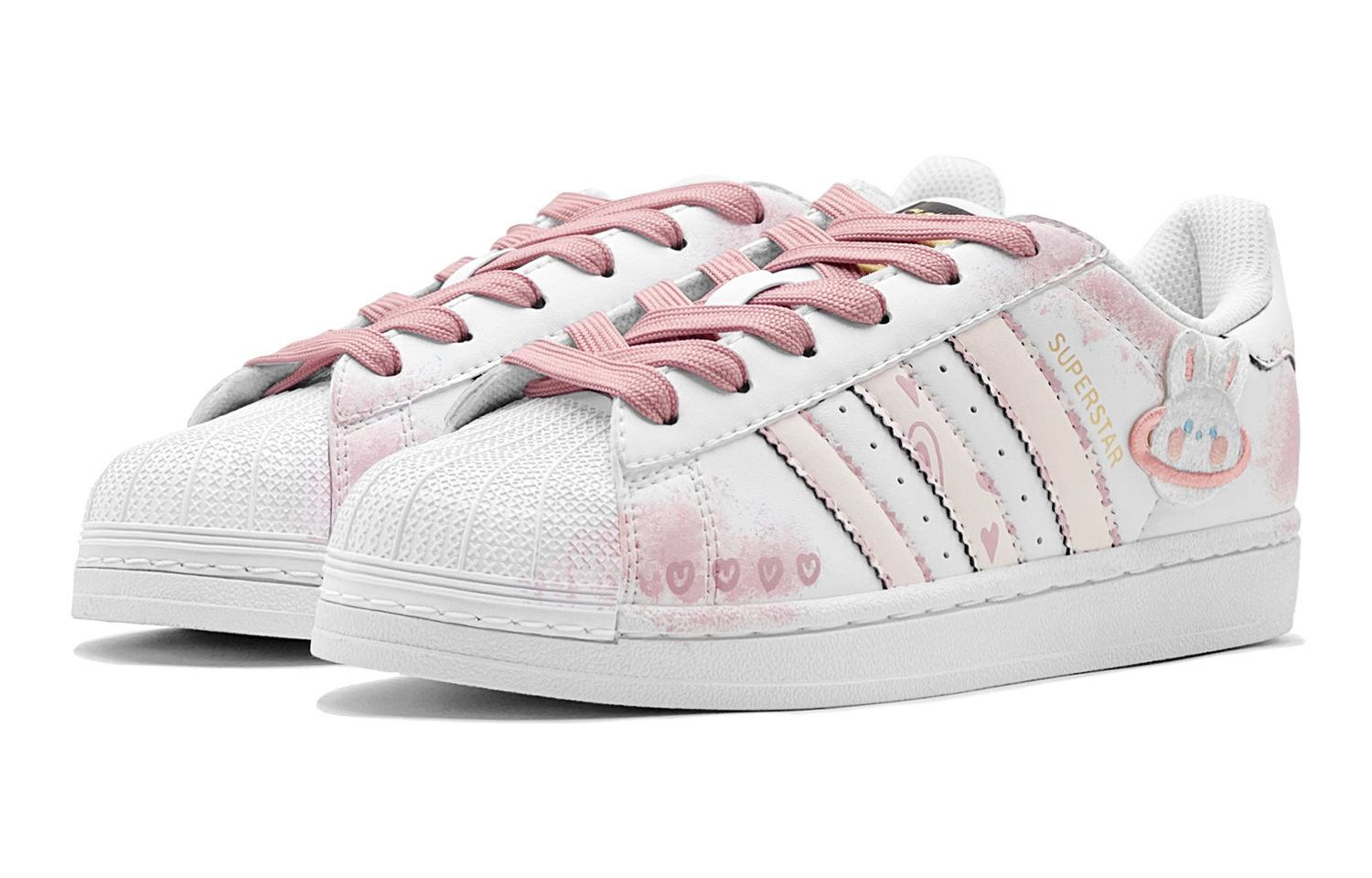 Shop [Sepatu Custom] adidas Originals Superstar 'Pink Romantis-Putih' EG4958(TeamS2-粉星球小兔S-BOX)