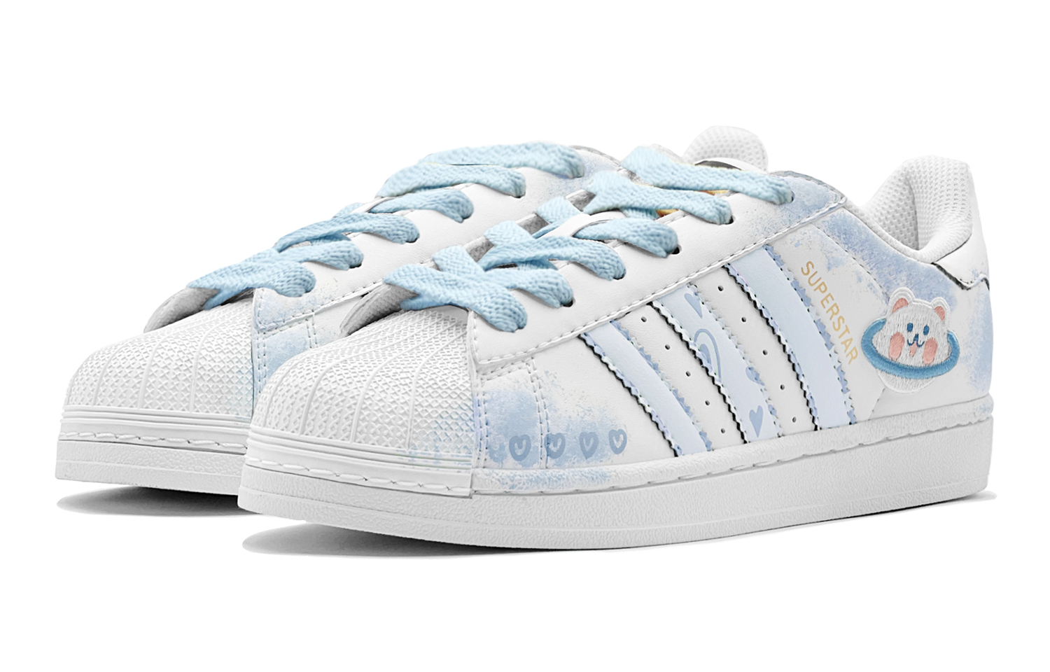 [Custom Shoes] adidas Originals Superstar 'Romantic Blue Ink Bear' 圖 4