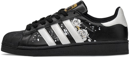 【訂製球鞋】adidas originals SUPERSTAR 合成皮革 FZBB 潮流主題 玫瑰 休閒百搭 低筒 板鞋 男女同款 銀黑 Order 【訂製球鞋】adidas originals SUPERSTAR 合成皮革 FZBB 潮流主題 玫瑰 休閒百搭 低筒 板鞋 男女同款 銀黑