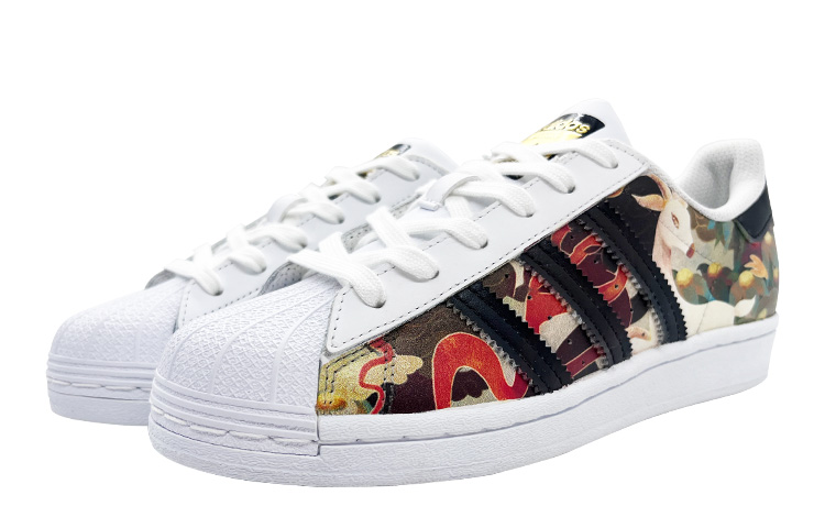Shop 【訂製球鞋】 adidas originals Superstar 蝸牛悅享 九色鹿·敦煌 國風國潮 貝殼頭 低筒 板鞋 男女款 白黑