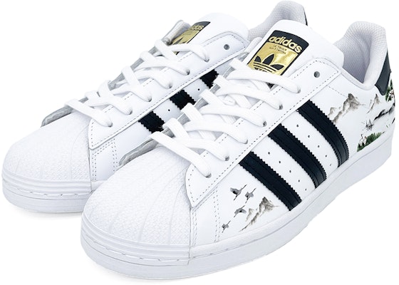 아디다스 오리지널 슈퍼스타 '송하연년 그레이' 커스텀 슈즈 EG4958(Team2--松鹤延年) Shop 아디다스 오리지널 슈퍼스타 '송하연년 그레이' 커스텀 슈즈 EG4958(Team2--松鹤延年)