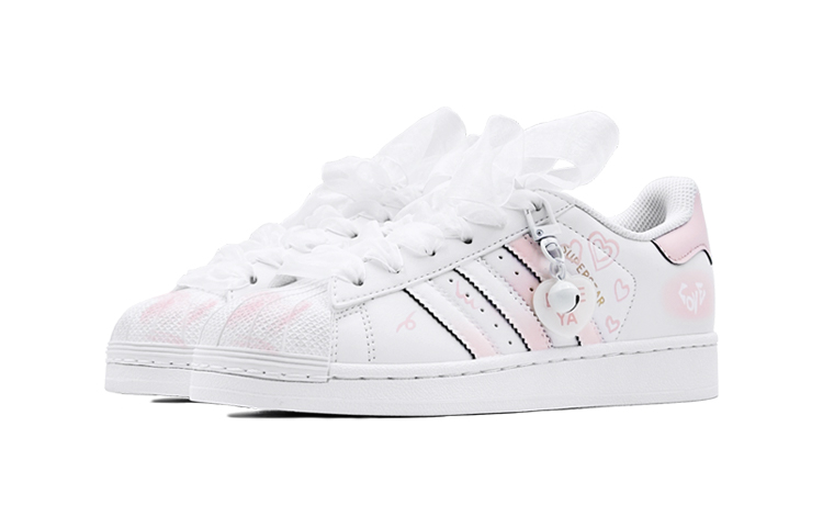 Shop [Sepatu Custom] adidas Originals Superstar 'Sweetheart Pink-Putih' EG4958(Team88-甜蜜之源S-BOX)